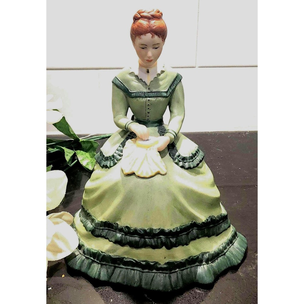 Franklin Porcelain Meg Figurine Little Women Tasha Tudor 1983 Vintage Green